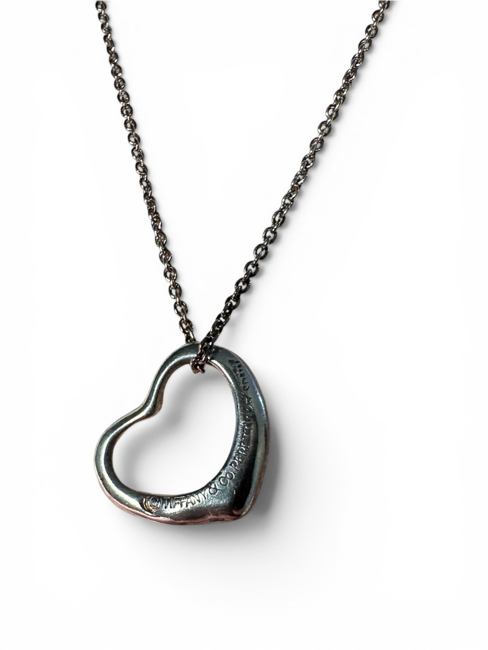 Tiffany & Co Elsa Peretti Sterling Silver Medium Open Heart Necklace 925